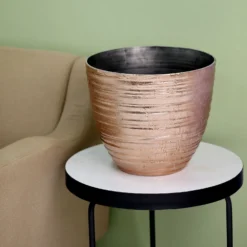 12" Metallic Textured Finish Large Indoor Flower Plant Pot, Decorative Indoor/Outdoor Planter 31 12" Metallic Textured Finish Large Indoor Flower Plant Pot, Decorative Indoor/Outdoor Planter -Home Decor Promotional Store PLNT PLST 004 L 054 D03