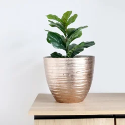 12" Metallic Textured Finish Large Indoor Flower Plant Pot, Decorative Indoor/Outdoor Planter 35 12" Metallic Textured Finish Large Indoor Flower Plant Pot, Decorative Indoor/Outdoor Planter -Home Decor Promotional Store PLNT PLST 004 L 054 D08