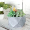 7" Gray Finished Concrete Geometric Planter, Mini Cement Succulent Flower Pot