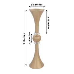 2 Pack | Gold Crystal Embellishment Trumpet Table Centerpiece, Reversible Plastic Flower Vase -Home Decor Promotional Store PLST VASE B01 20 GOLD 98