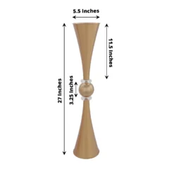 2 Pack | Gold Crystal Embellishment Trumpet Table Centerpiece, Reversible Plastic Flower Vase -Home Decor Promotional Store PLST VASE B01 26 GOLD 98