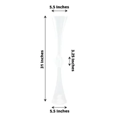 2 Pack | Clear Crystal Embellishment Trumpet Table Centerpiece, Reversible Plastic Flower Vase -Home Decor Promotional Store PLST VASE B01 30 CLR 98