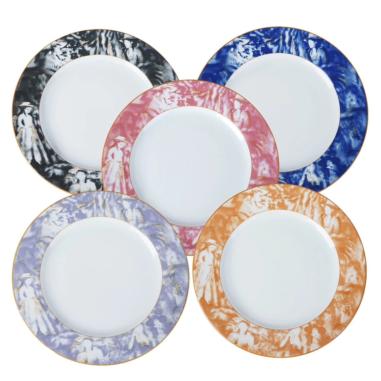 12 Pack Break Resistant Porcelain Dinner Plates, Microwave Safe Plates With Vintage Art Nouveau Rim 11" 3 12 Pack Break Resistant Porcelain Dinner Plates, Microwave Safe Plates With Vintage Art Nouveau Rim 11" - Image 3