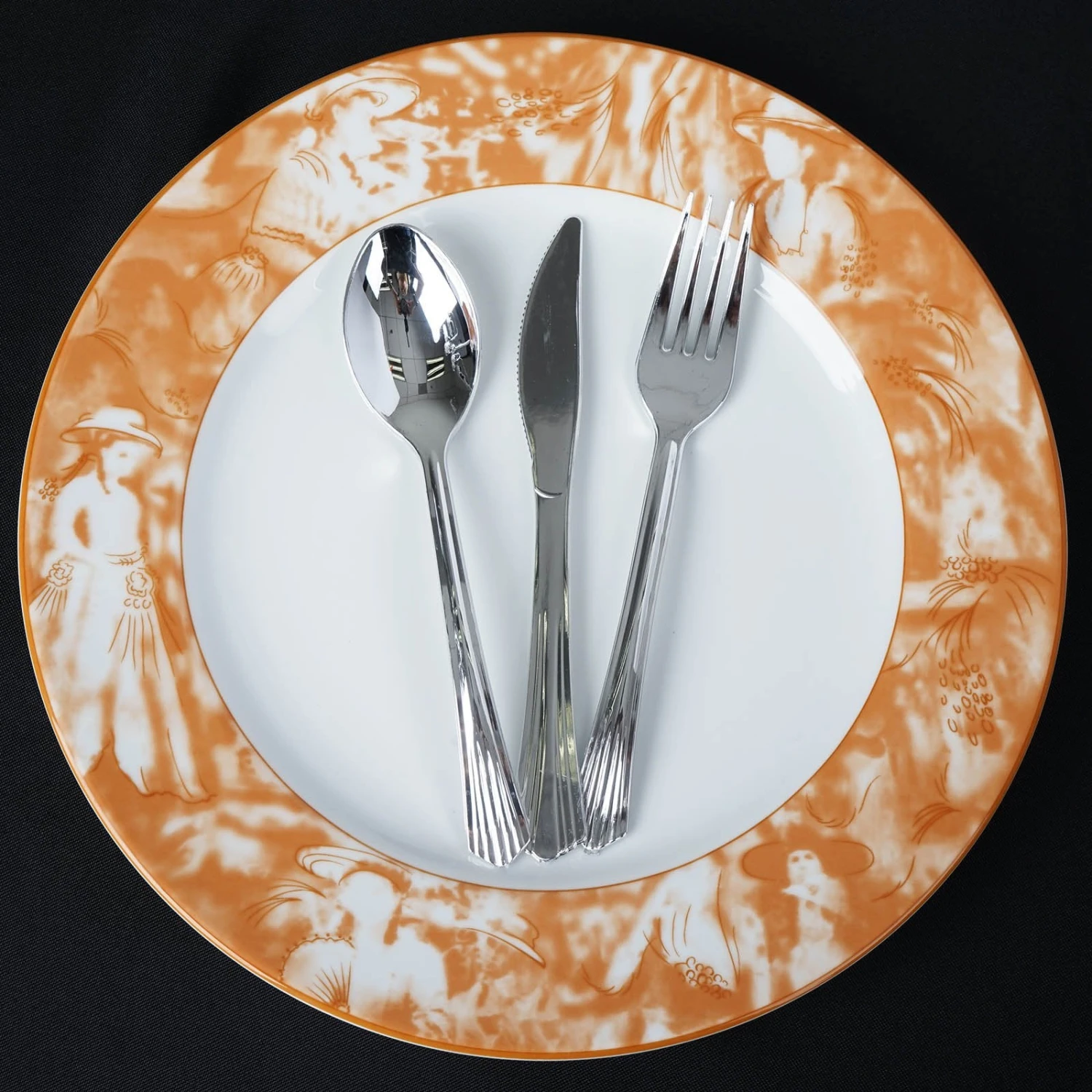 12 Pack Break Resistant Porcelain Dinner Plates, Microwave Safe Plates With Vintage Art Nouveau Rim 11" 13 12 Pack Break Resistant Porcelain Dinner Plates, Microwave Safe Plates With Vintage Art Nouveau Rim 11" - Image 13