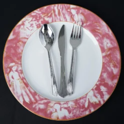 12 Pack Break Resistant Porcelain Dinner Plates, Microwave Safe Plates With Vintage Art Nouveau Rim 11" 36 12 Pack Break Resistant Porcelain Dinner Plates, Microwave Safe Plates With Vintage Art Nouveau Rim 11" -Home Decor Promotional Store PLTE VRTX001 PK 01