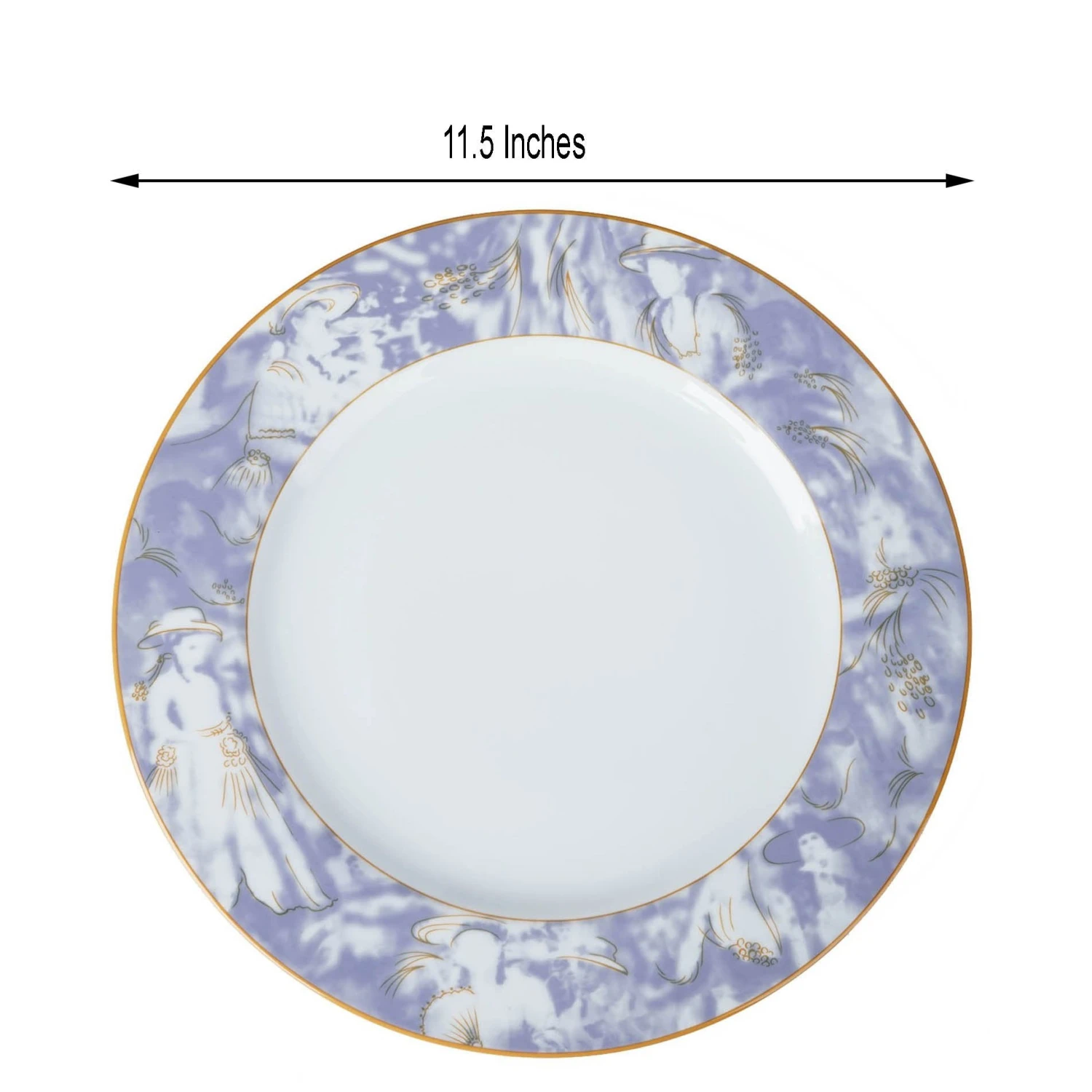 12 Pack Break Resistant Porcelain Dinner Plates, Microwave Safe Plates With Vintage Art Nouveau Rim 11" 4 12 Pack Break Resistant Porcelain Dinner Plates, Microwave Safe Plates With Vintage Art Nouveau Rim 11" - Image 4