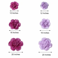 6 Pack Giant Paper Flowers Peony Assorted Sizes - 12" | 16" | 20" -Home Decor Promotional Store POM FLO03 1220 LAV 98