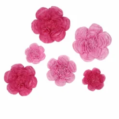 6 Pack Giant Paper Flowers Peony Assorted Sizes - 12" | 16" | 20" -Home Decor Promotional Store POM FLO03 1220 PINK D04