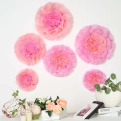 6 Multi Size Pack | Carnation 3D Wall Flowers Giant Tissue Paper Flowers - 12",16",20" -Home Decor Promotional Store POM FLO04 1220 046 01