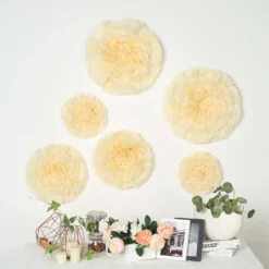 6 Multi Size Pack | Carnation 3D Wall Flowers Giant Tissue Paper Flowers - 12",16",20" -Home Decor Promotional Store POM FLO04 1220 IVR 01