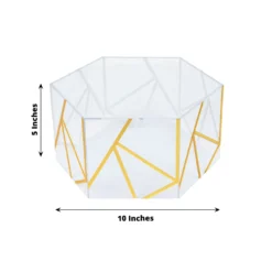 10"x5" Clear / Gold Acrylic Transparent Geometric Pedestal Riser Box, Hexagonal Cake Stand Display With Hollow Bottom -Home Decor Promotional Store PROP BOX 001H 10 CLGD 98
