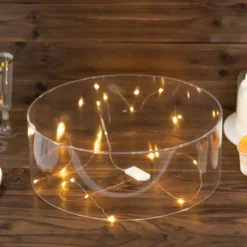 Round Clear Acrylic Pedestal Riser, Transparent Fillable Display Box With Hollow Bottom -Home Decor Promotional Store PROP BOX 001R 14 CLR D01