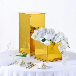 12" Acrylic Pedestal Risers - Acrylic Display Boxes With Interchangeable Lid And Base -Home Decor Promotional Store PROP BOX 001 12 GOLD D01