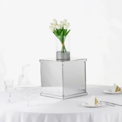 12" Acrylic Pedestal Risers - Acrylic Display Boxes With Interchangeable Lid And Base -Home Decor Promotional Store PROP BOX 001 12 SILV 01