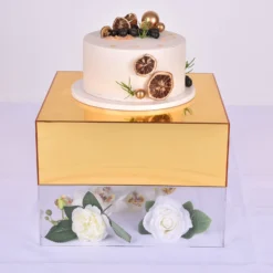 Acrylic Cake Box Stand, Plastic Display Box Pedestal Riser With Hollow Bottom 14"x14" 33 Acrylic Cake Box Stand, Plastic Display Box Pedestal Riser With Hollow Bottom 14"x14" -Home Decor Promotional Store PROP BOX 001 1414 GOLD D05