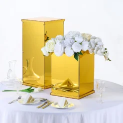 16" Acrylic Pedestal Risers - Acrylic Display Boxes With Interchangeable Lid And Base -Home Decor Promotional Store PROP BOX 001 16 GOLD D01