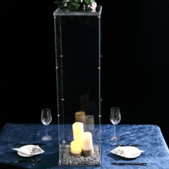 Floor Standing Acrylic Pedestal Riser, Display Box With Interchangeable Lid And Base 40" -Home Decor Promotional Store PROP BOX 001 40 CLR 02