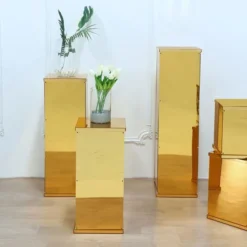 Set Of 5 - Acrylic Pedestal Risers Display Boxes With Interchangeable Lid And Base - 12", 16", 24", 32", 40"