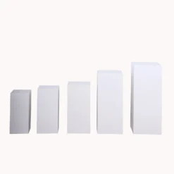 Set Of 5 White Metal Rectangular Prop Pedestal Stands For Aisle Decor, Plinth Pillar Display Boxes 16 Set Of 5 White Metal Rectangular Prop Pedestal Stands For Aisle Decor, Plinth Pillar Display Boxes -Home Decor Promotional Store PROP BOX 001 SET MET 99
