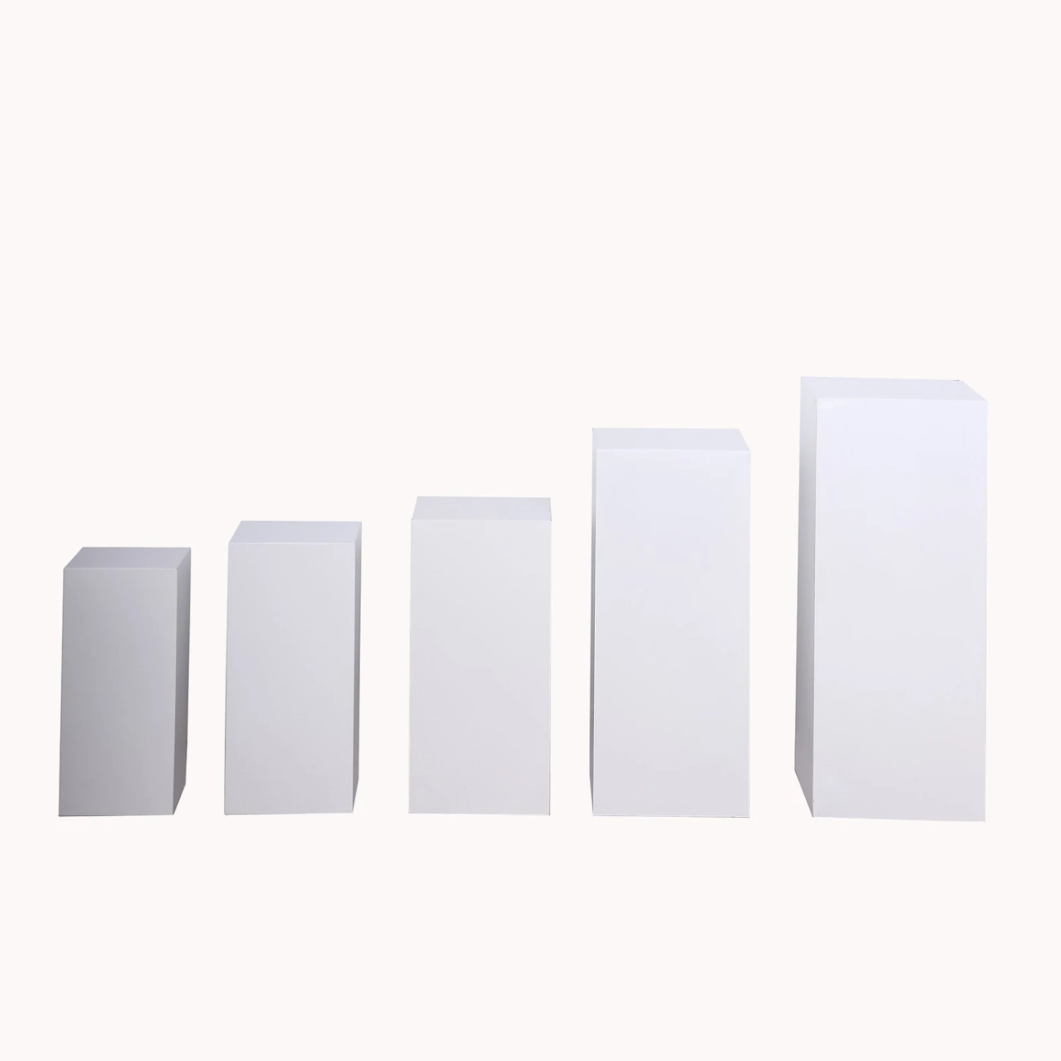 Set Of 5 White Metal Rectangular Prop Pedestal Stands For Aisle Decor, Plinth Pillar Display Boxes 5 Set Of 5 White Metal Rectangular Prop Pedestal Stands For Aisle Decor, Plinth Pillar Display Boxes - Image 5