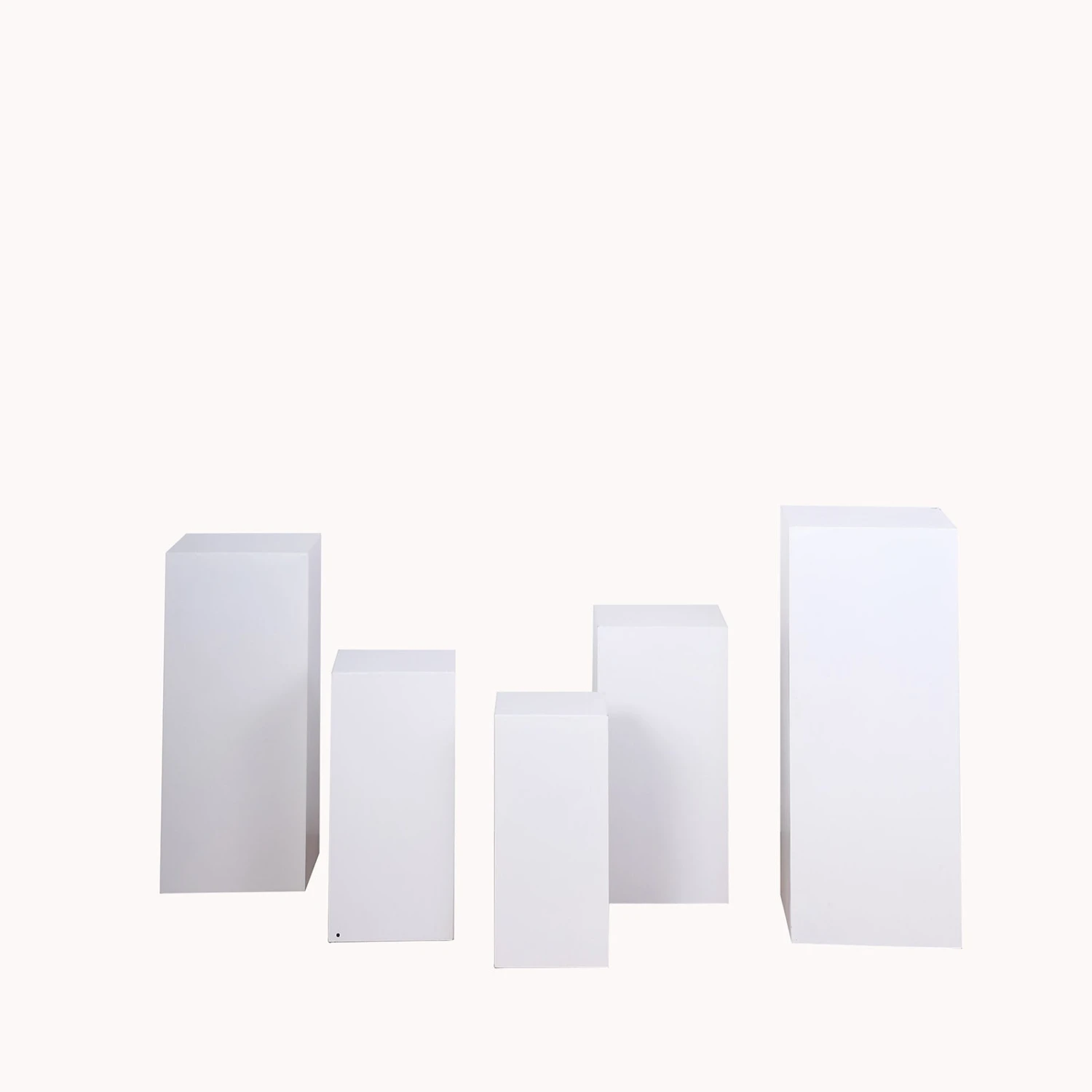 Set Of 5 White Metal Rectangular Prop Pedestal Stands For Aisle Decor, Plinth Pillar Display Boxes 11 Set Of 5 White Metal Rectangular Prop Pedestal Stands For Aisle Decor, Plinth Pillar Display Boxes - Image 11
