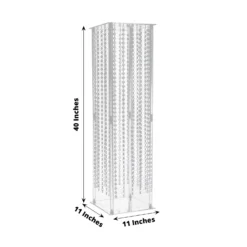 Heavy Duty Acrylic Flower Pedestal Vase With Hanging Crystal Beads, Clear Pillar Stand Floor Centerpieces With Pre-chained Garlands - 5mm Thick Plates -Home Decor Promotional Store PROP BOX 003B 40 CLR 98