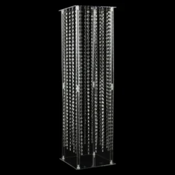 Heavy Duty Acrylic Flower Pedestal Vase With Hanging Crystal Beads, Clear Pillar Stand Floor Centerpieces With Pre-chained Garlands - 5mm Thick Plates -Home Decor Promotional Store PROP BOX 003B 40 CLR 99