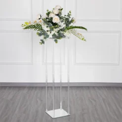 Clear Acrylic Floor Vase Flower Stand With Mirror Base, Pedestal Columns -Home Decor Promotional Store PROP BOX 003 40 CLR D11