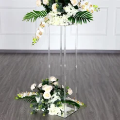 Clear Acrylic Floor Vase Flower Stand With Mirror Base, Pedestal Columns -Home Decor Promotional Store PROP BOX 003 40 CLR D14