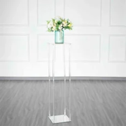 Clear Acrylic Floor Vase Flower Stand With Mirror Base, Pedestal Columns -Home Decor Promotional Store PROP BOX 003 40 CLR 02