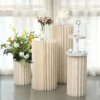 Ivory Cylinder Pillar Pedestal Stand, Display Column Stand With Top Plate