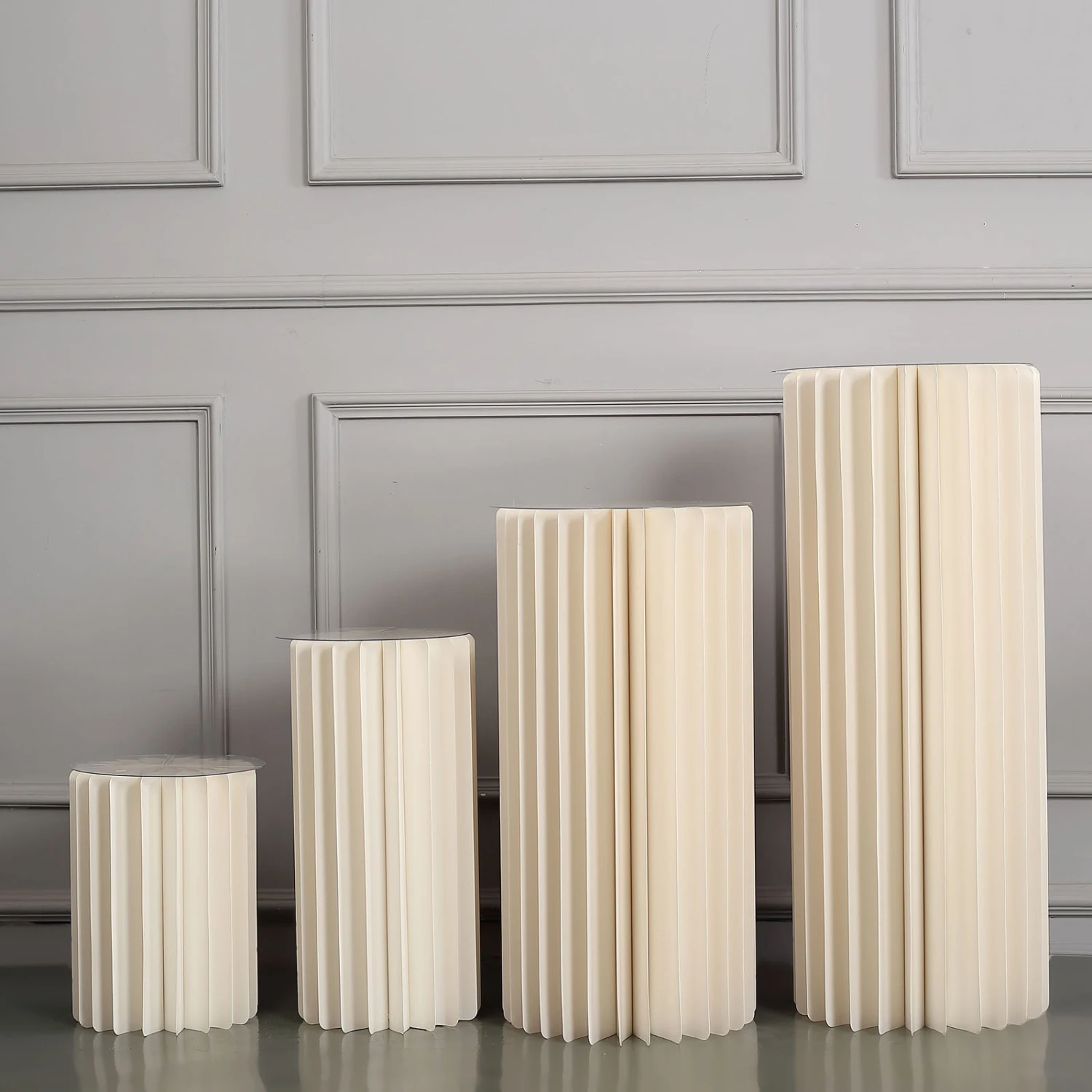 Ivory Cylinder Pillar Pedestal Stand, Display Column Stand With Top Plate 6 Ivory Cylinder Pillar Pedestal Stand, Display Column Stand With Top Plate - Image 6
