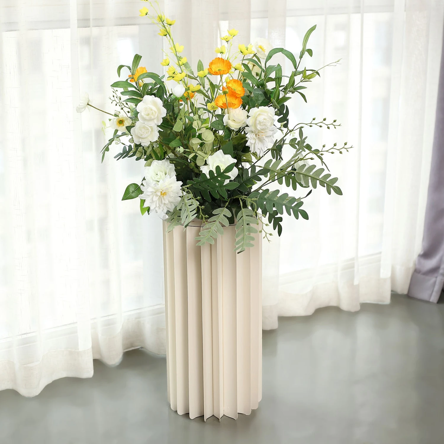 Ivory Cylinder Pillar Pedestal Stand, Display Column Stand With Top Plate 11 Ivory Cylinder Pillar Pedestal Stand, Display Column Stand With Top Plate - Image 11