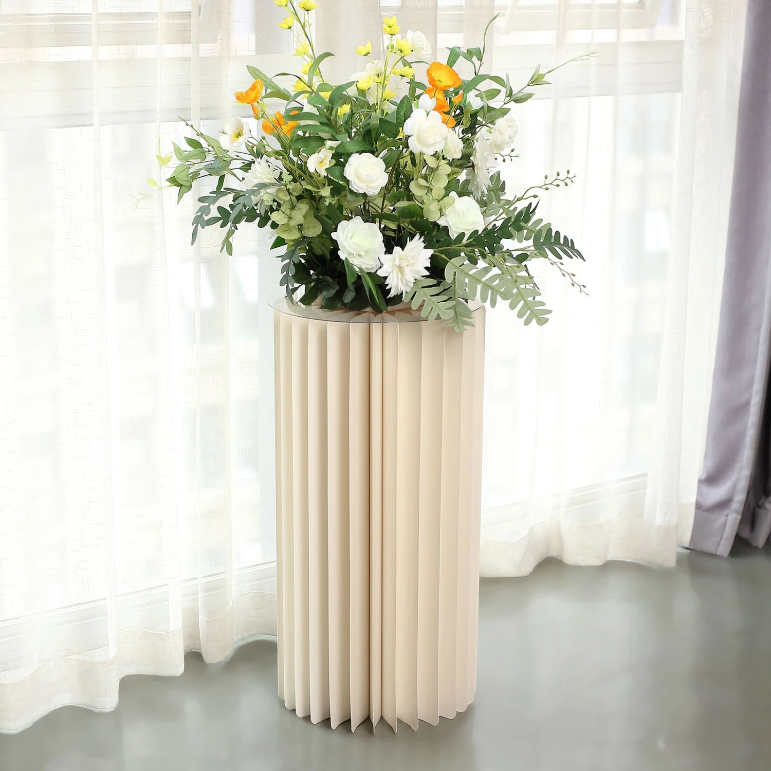 Ivory Cylinder Pillar Pedestal Stand, Display Column Stand With Top Plate 15 Ivory Cylinder Pillar Pedestal Stand, Display Column Stand With Top Plate - Image 15