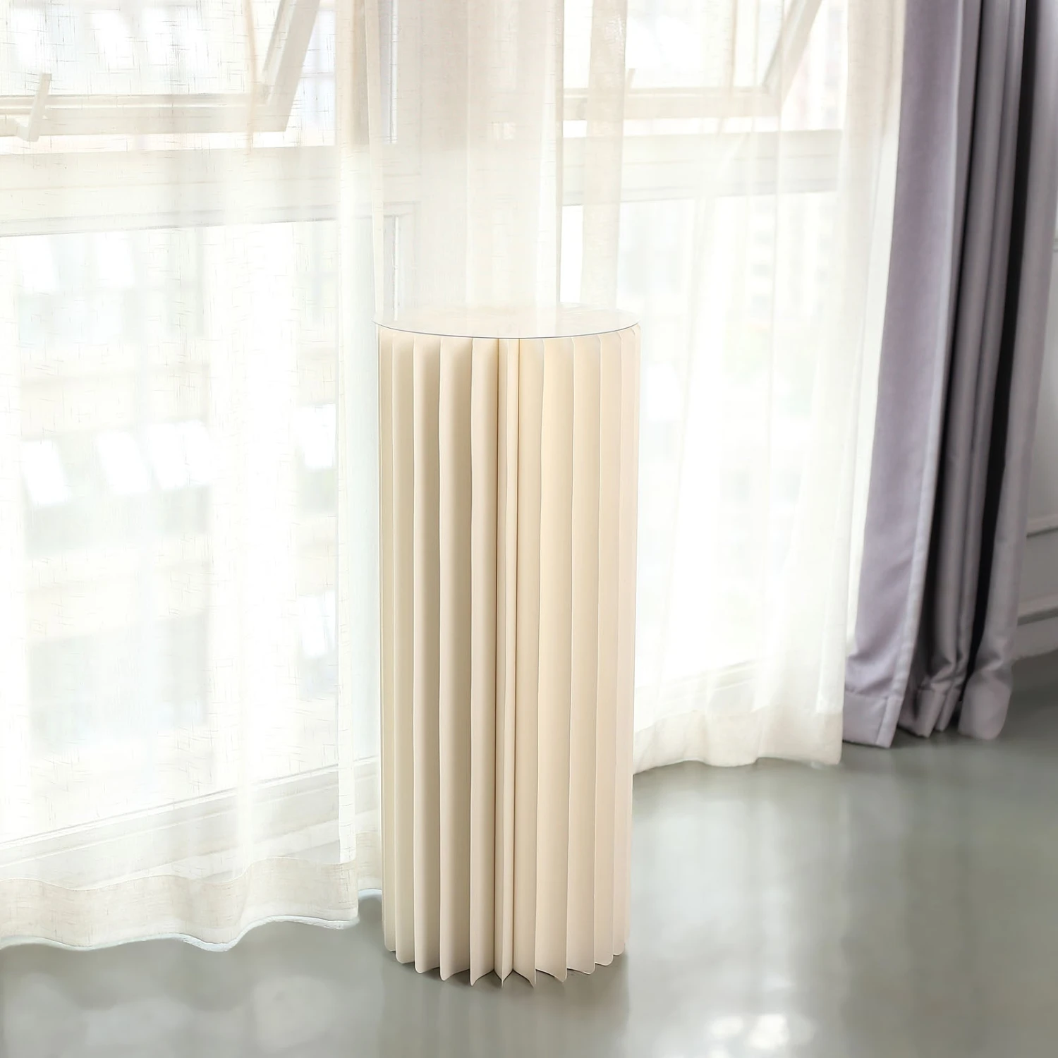 Ivory Cylinder Pillar Pedestal Stand, Display Column Stand With Top Plate 20 Ivory Cylinder Pillar Pedestal Stand, Display Column Stand With Top Plate - Image 20