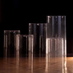 Set Of 5 | Clear Acrylic Cylinder Plinth Display Box Stands, Pillar Pedestal Props With Hanging Hooks -Home Decor Promotional Store PROP BOX 006 SET CLR D07