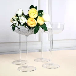 4 Pack Clear Plastic Champagne Glass Flower Vases With Fillable Stems, Table Centerpieces 18" Long Stem -Home Decor Promotional Store PROP CUPK 001 01.progressive e8800843 3fa2 4787 8abf 309969ed1198