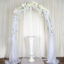 43" Large Pearls Embellished White Trumpet Vase With Mirror Mosaic Decoration -Home Decor Promotional Store PROP MAB001 SILV