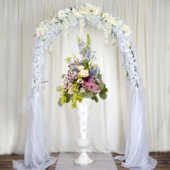 43" Large Pearls Embellished White Trumpet Vase With Mirror Mosaic Decoration -Home Decor Promotional Store PROP MAB001 SILV D01 8be62dcd db6c 4a6a 8d63 c078ca6f77c5