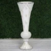 43" Large Pearls Embellished White Trumpet Vase With Mirror Mosaic Decoration