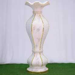 40" Shimmering Gold Glittered Marble Design Flower Pot Vase With Pearls And Mirror Mosaic Embellishment -Home Decor Promotional Store PROP MAB002 GOLD D01