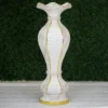 40" Shimmering Gold Glittered Marble Design Flower Pot Vase With Pearls And Mirror Mosaic Embellishment