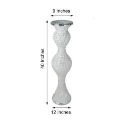 40" Magical Mermaid Style Mirror Mosaic And Pearl Studded Floor Vase -Home Decor Promotional Store PROP PRL004 SILV 98