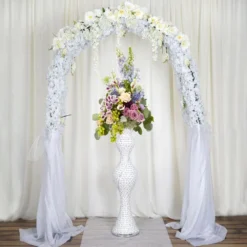 40" Magical Mermaid Style Mirror Mosaic And Pearl Studded Floor Vase -Home Decor Promotional Store PROP PRL004 SILV D01