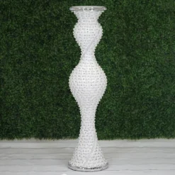 40" Magical Mermaid Style Mirror Mosaic And Pearl Studded Floor Vase