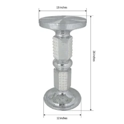 26" Shimmering Mirror Mosaic And Pearls Studded Centerpiece Riser -Home Decor Promotional Store PROP PRL007 SILV 98