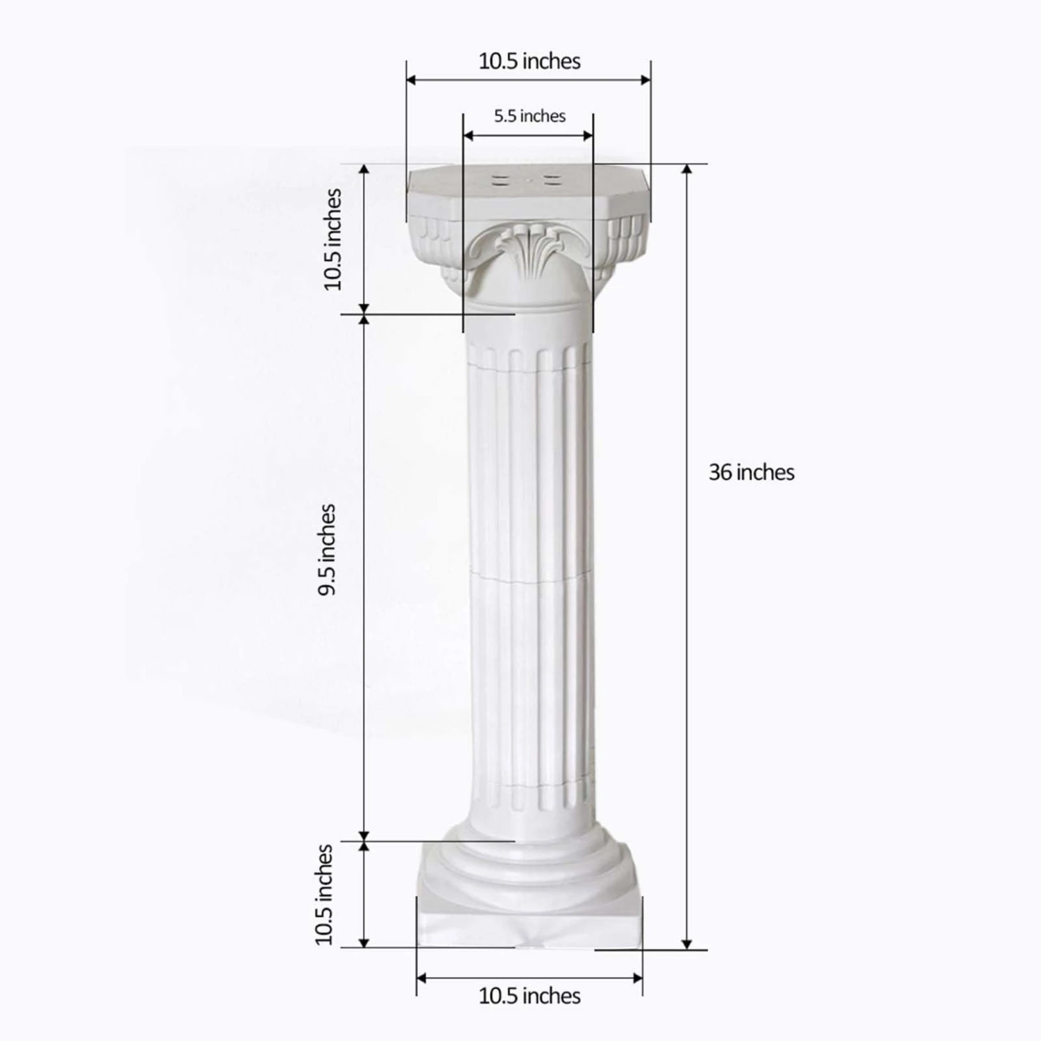4 Pack | 34" White Height Adjustable Empirical Roman Inspired Pedestal Column Plant Stand - PVC 9 4 Pack | 34" White Height Adjustable Empirical Roman Inspired Pedestal Column Plant Stand - PVC - Image 9