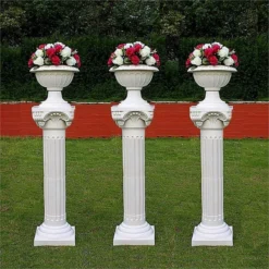 4 Pack | 34" White Height Adjustable Empirical Roman Inspired Pedestal Column Plant Stand - PVC 12 4 Pack | 34" White Height Adjustable Empirical Roman Inspired Pedestal Column Plant Stand - PVC -Home Decor Promotional Store PROP ROMA 04 01XL