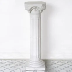 4 Pack | 34" White Height Adjustable Empirical Roman Inspired Pedestal Column Plant Stand - PVC
