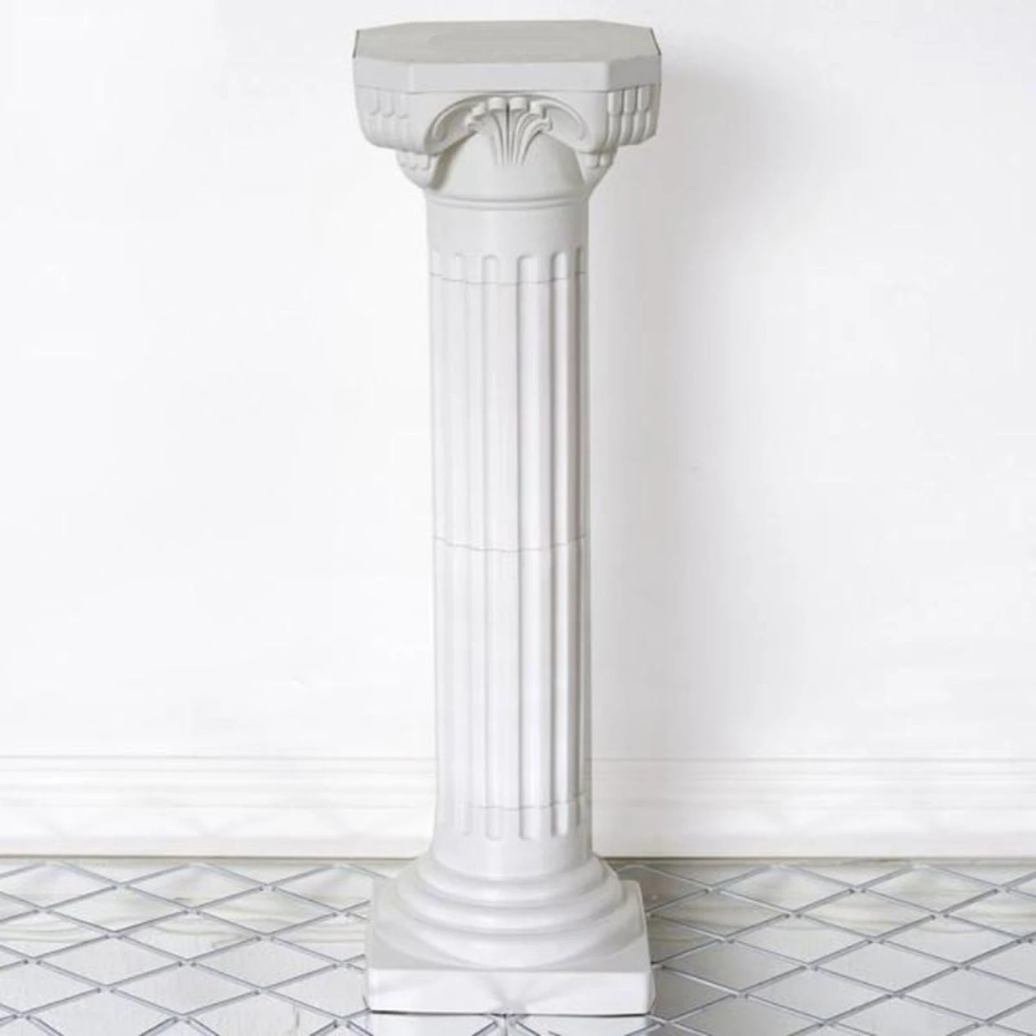 4 Pack | 34" White Height Adjustable Empirical Roman Inspired Pedestal Column Plant Stand - PVC 1 4 Pack | 34" White Height Adjustable Empirical Roman Inspired Pedestal Column Plant Stand - PVC